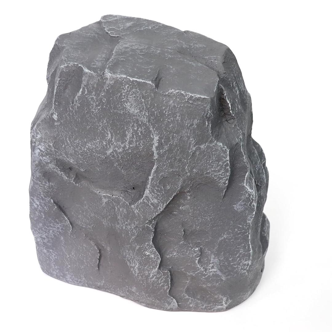 Medium Faux Rock Cover, 6.4 lbs Polyresin Fake Landscape Rock Well Pumps & Sprinkler Valves Cover for Outside, 2 Ground Stakes Included, Natural Sandstone Texture, Weatherproof &UV Resistant, Light Gray