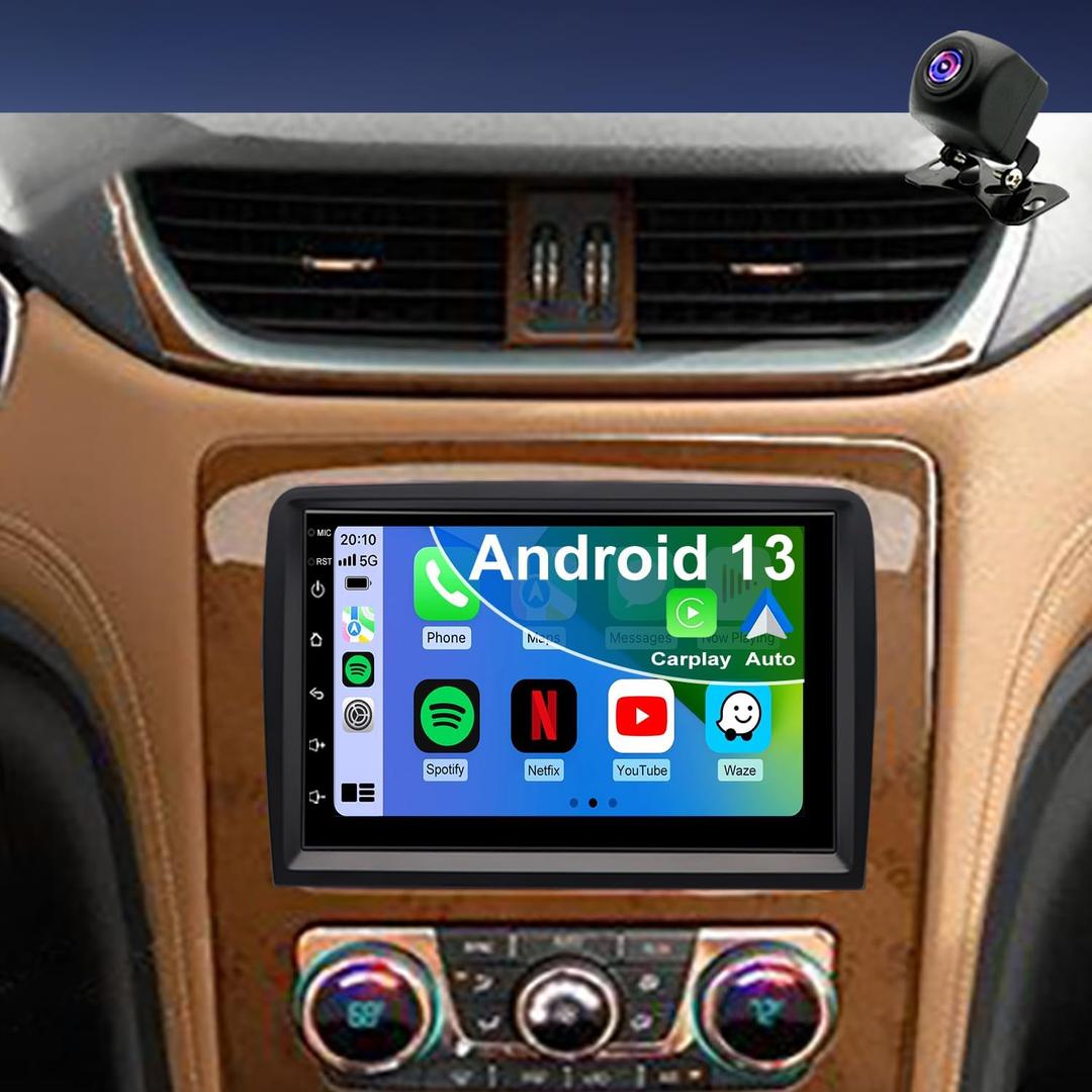 Car Radio for GMC Acadia 2013-2016, Chevrolet Chevy Traverse 2013-2017, Buick Enclave 2013-2017,Touch Screen Car Stereo, GPS Navigation, Wireless Carplay Android Auto, Backup Camera Bluetooth 5G WiFi