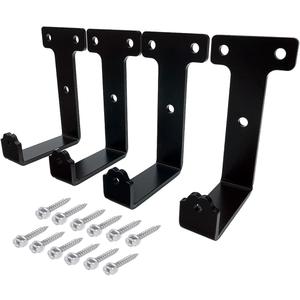 4 PCS black heavy duty metal flat j hooks for hanging 320 lbs,wall mount hooks,plant hanger large steel utility masonry industrial hook for Hanging Garage Storage Home Office Gym Sports Equipment(XL)
