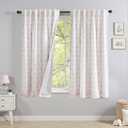 MYSKY HOME Flowers Curtains for Girls Bedroom 63 Inches Long Total Light Blocking Girl Room Curtain 2 Panels Room Darkening Back Tab Window Drapes with Pom Pom Sheer 52W x 63L