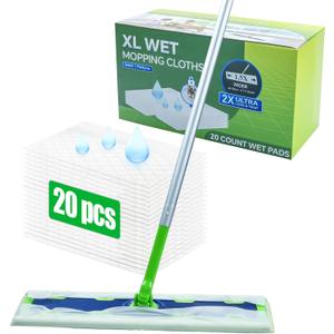 20 Count XL Wet Pads Refills for Swiffer Sweeper XL Mop, Disposable X-Large Wet Mopping Cloths, Extra Large Size Pads Refill for Multi-Surface Floor Cleaning (Mop not Included)