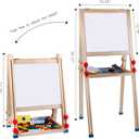 Wooden Art Easel for Kids (Double Sided) - Standing Magnetic Whiteboard Chalkboard Small Toddler Toys PM-048-K, 17.3 inches x 15.7 inches x 41 inches