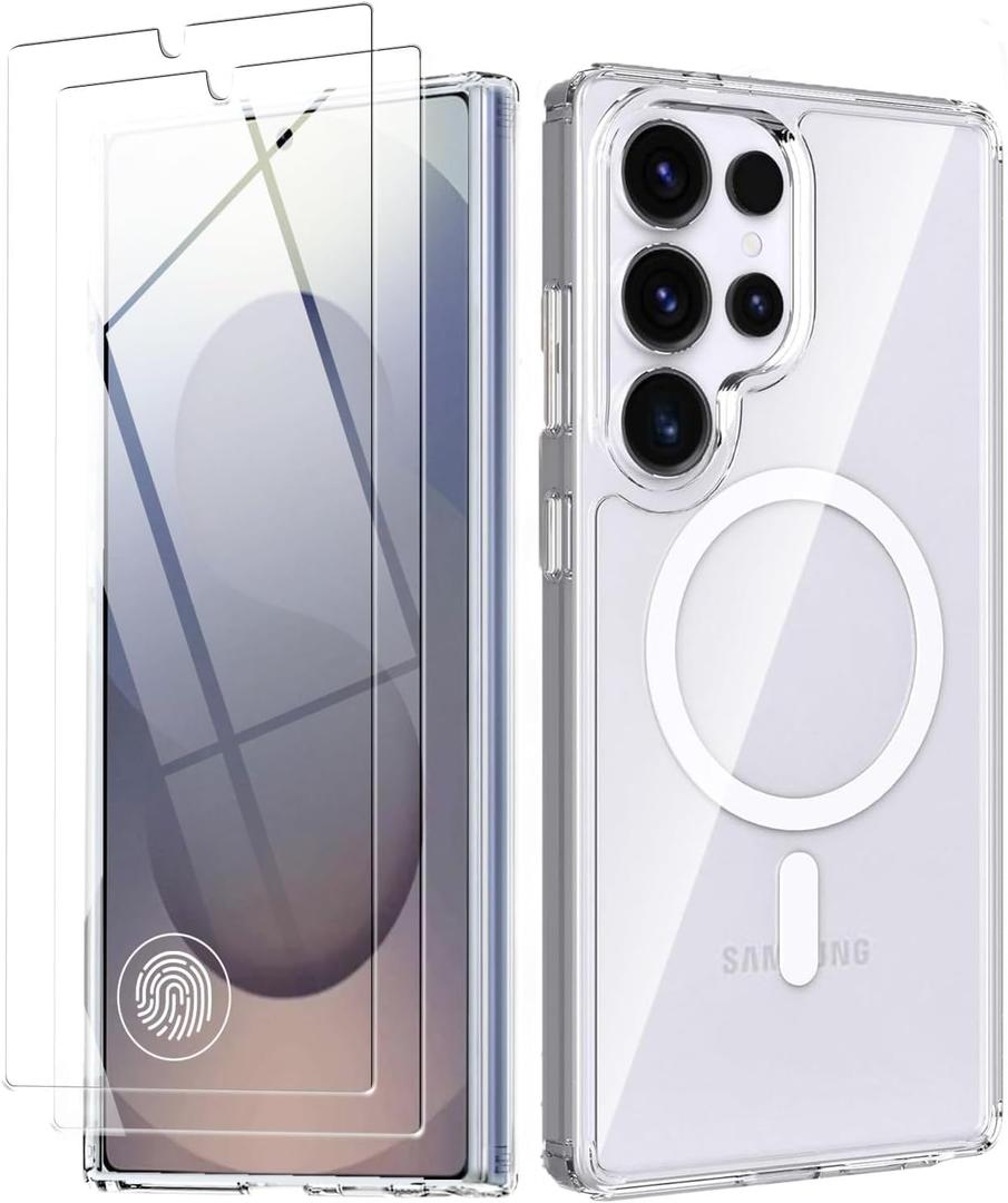 TR4U 3 in 1 Magnetic Clear with 2-Pack Screen Protectors, [Shockproof] Cover [Military Grade Protection] [Non-Slip] Protective Case for 6.8" (2025)