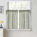 MIULEE Spring Farmhouse Short Curtains 30 Inch Length Half Window Curtain Semi Sheer Linen Drapes for Kitchen Bathroom Basement Cafe Small Window, Rod Pocket Tier Curtains 2 Panels W26XL30, Sage