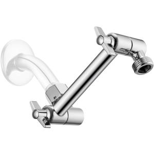 5 Inch Adjustable Shower Head Extension Arm With Locking Set Screw, Singing Rain Brass Chrome Angle Height Adjustable, Easy To Install, G1/2 Universal Connector Compatible (Chrome Finish)