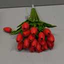 15 Pcs Hot Red Tulips Artificial Flowers Faux Tulips Real Touch Latex Fake Flower Bouquet for Spring Wedding Home Décor Centerpiece Arrangements