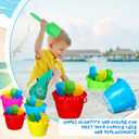Lenwen 24 Packs 6.3" Beach Sand Buckets Shovels and Rakes Set for Kids Summer Beach Toys Pool Party Favors Accessories Easter Basket Stuffer(Stylish)