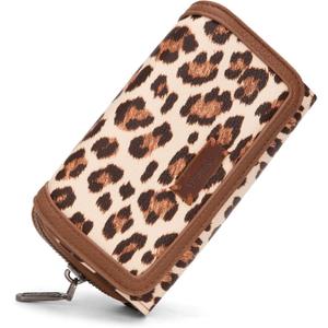 Montana West xWrangler Wallet Women Minimalist Wristlet Wallet for Women RFID Blocking Clutch Purse Large Capacity Credit Card Holder Gifts for Women (Angel Leopard)