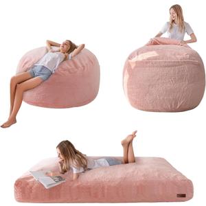 MAXYOYO Giant Bean Bag Chair Bed for Adults, Convertible Beanbag Folds from Lazy Chair to Floor Mattress Bed, Large Floor Sofa Couch, Big Sofa Bed, High-Density Foam Filling, Machine Washable, Single (Twin)