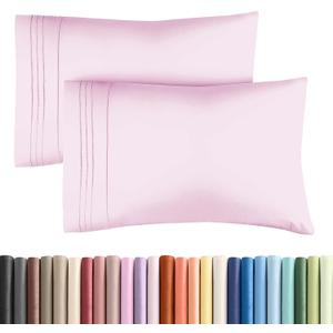 King Pillow Cases Set of 2 - Ultra Soft Hotel Quality Pillowcase Covers - Comfy, Cozy, Cooling & Wrinkle Free - Shrink, Stain & Fade Resistant - Machine Washable Pillow Protectors - 2 Piece Set - Pink