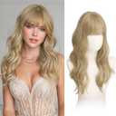 Haloo Blonde Wigs with Bangs - 20 Inch Long Soft Wavy Natural Looking Synthetic Heat Resistant Hair Wig for Women Daily Party, Dirty Blonde