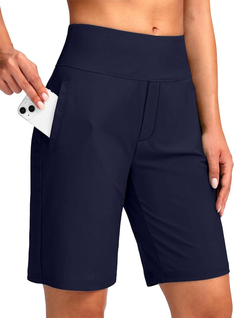 Viodia Women's 9" Long Swim Shorts Modest Swimsuits Bathing Suit Knee Length Bermuda Board Shorts for Women with Pocket (X-Large, Navy)