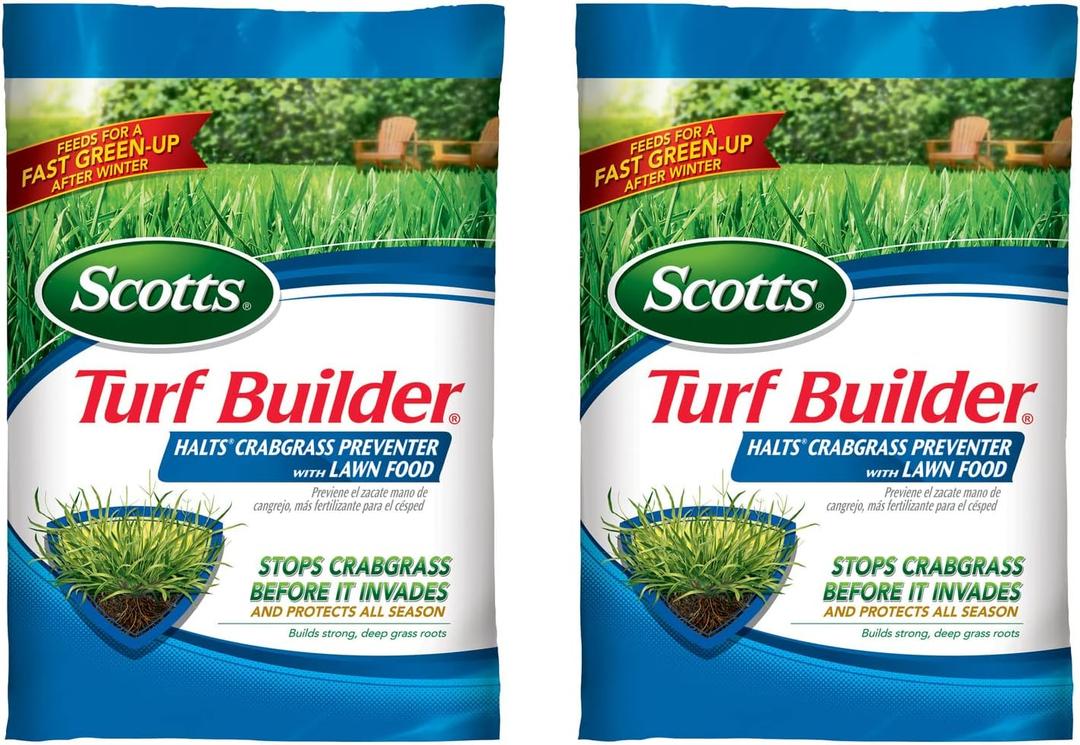 Scotts Turf Builder Halts Crabgrass Preventer with Lawn Food - Pre-Emergent Weed Killer, Lawn Fertilizer, 15,000 sq. ft., 40.05 lbs. (2-Pack) (EXP 09/04/26)