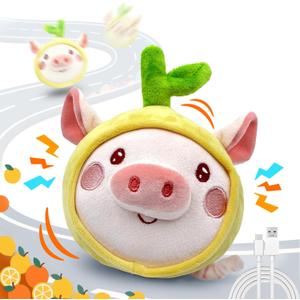 Interactive Dog Toys, [Newly Upgraded] Moving Dog Toy to Keep Them Busy, Bouncing Dogs Toy/Squeaky Rolling Ball with Jumping Music Silent Mode for Small Medium Large Dogs (Upgrade Pig)