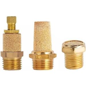 Pneumatic Brass Exhaust Muffler Silencer 1/8 1/4 3/8 1/2 Inch Male Thread for Air Noise Adjustable Long Short BSL