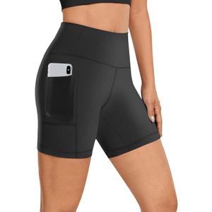Buauty Biker Shorts Women - 5"/8" High Waisted Tummy Control Workout Gym Spandex Yoga Athletic Bike Shorts with Pocket (Small, #Black)