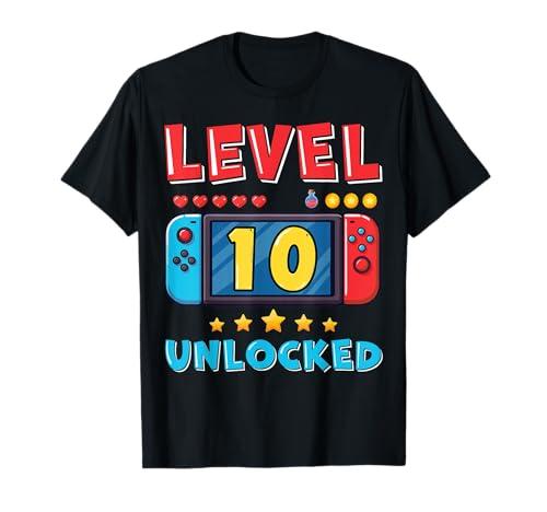 10 Year Old Bday Decorations Son Boy 10yr 10th Birthday T-Shirt M