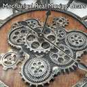 27 inch Large Real Moving Gears Wall Clock with Toughened Glass Cover, Oversized Vintage Solid Wood Farmhouse Clock, Giant Decorative Rustic Wall Clock for Living Room Home Kitchen Office (Brown), 68cm / 27inch
