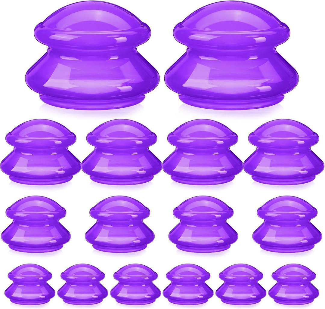 Geiserailie 6 Pcs 4 Sizes Cupping Therapy Set Silicone Cupping Massage Cups Professional Chinese Therapy Cup Vacuum for Body Muscle Nerve(Purple)