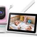 Video Baby Monitor, 2000ft Long Range, Enhanced Signal Stability, No WiFi, 5" HD Screen, 5000mAh, 1080p Camera, Super Clear Night Vision, Pan-Tilt-Zoom, 2-Way Audio, AI Cry & Motion Alarm (Pink)
