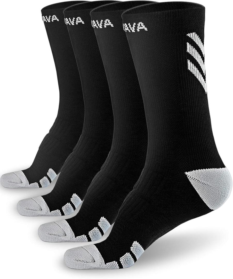 Dovava Dri-tech Compression Crew Socks 15-20mmHg for Men & Women, Athletic Fit Running Nurses Flight Travel Pregnancy Edema Diabetic, Boost Ankle Calf Circulation, Large/ X-Large, Black (4 Pairs)
