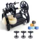 Electric Yarn Spinner Winder Spinning Wheel for Wool with 3 Bobbins, Small Yarn Winder with Forward & Reverse, Free Speed Adjustable (Black)