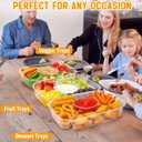 Shellwei 2 Pcs Jumbo Veggie Tray 15.6" x 11.2" x 3" Vegetable Dish Divided Serving Tray Travel Serving Platter Fruit Platter for Veggie, Taco, Fruit, Salad in Party/Buffet (No Lid)