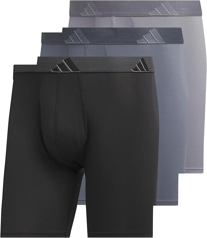 adidas Men's Microfiber Boxer Briefs Underwear Multipack – Athletic, Moisture Wicking, Stretch Fit & Tagless M