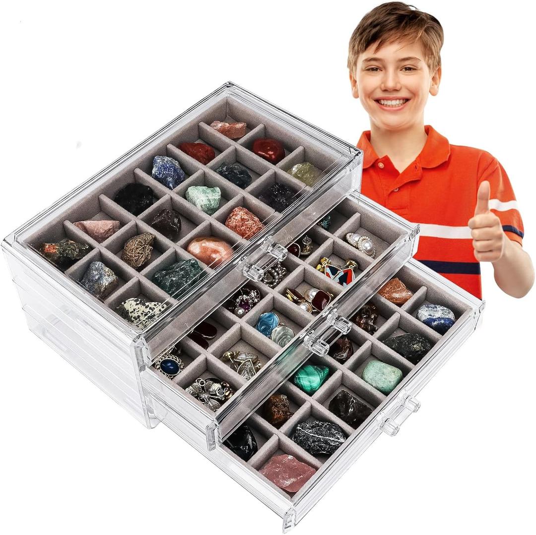 Rock Collection Box for Kids - Display Case for Collectibles - Storage and Display Shelf - Generation 2 (3)