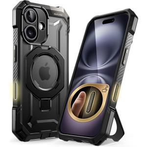 SUPCASE for iPhone 16 Plus Case with Camera Control Capture Button (Unicorn Beetle Grip), [Compatible with MagSafe] [Built-in Stand] Heavy Duty Magnetic Phone Case for iPhone 16 Plus 6.7", Black
