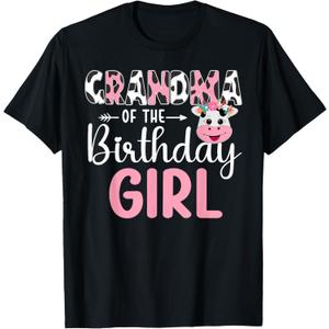 Grandma of The Birthday Girl Farm Cow 1 St Birthday Girl T-Shirt, L