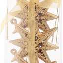 Cabilock 6 Pcs Gold Star Ornaments, Hanging Star Ornaments for Christmas Tree Christmas Tree for Holiday Wedding Party Festive Embellishments