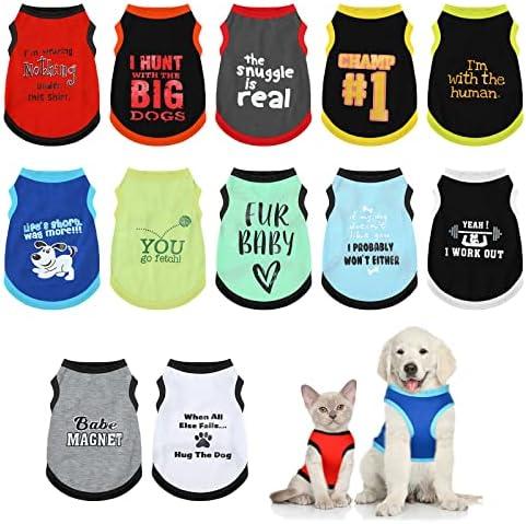 9 Pieces Dog Shirts Pet Printed Clothes with Funny Letters Summer Pet T Shirts Cool Puppy Vest Breathable Dog Outfit Soft Cat Sweatshirt for Chihuahuas Cats Accessories, 9 Styles(X-Small)