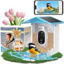 Bird Feeder with Camera, Solar-Powered, Color Night Vision, 2.4GHz WiFi, AI Smart Bird House with Cam, 2K Live View, Instant Notifications, Choice for Christmas/Parents