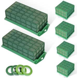 6 Pcs Floral Foam Cage Flower Holder with Floral Foam Blocks Square and Rectangle Suitable for Flower Wedding Garden Decoration and Artificial Flowers