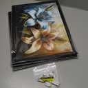 LevvArts Floral Wall Art Lily Flowers Painting Canvas with Black Frame Teal Brown and Gold Bathroom Wall Decor, 3 Packs