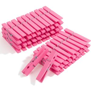 Mr. Pen- Wooden Clothes Pins, Natural Wood, 50 Pack, 2.9 Inch, Pink, Rust Resistant Clothes Pins for Hanging Clothes, Valentine Decoration