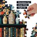 Wildflower Puzzles for Adults 1000 Pieces, PICKFORU Vintage Flower Book Puzzle, Wildflower Pages Jigsaw Puzzle for Book Lover, Floral Art Bookshelf Library Puzzles