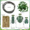 Suncalla 39pcs Jungle Theme Party Decorations 1 10ft Natural Moss Rope 1 10ft Artificial Rattans 36 Tropical Palm Leaves Ivy Fake Vines for Indoor Outdoor Tropical Rainforest Safari Rattan Party Decor