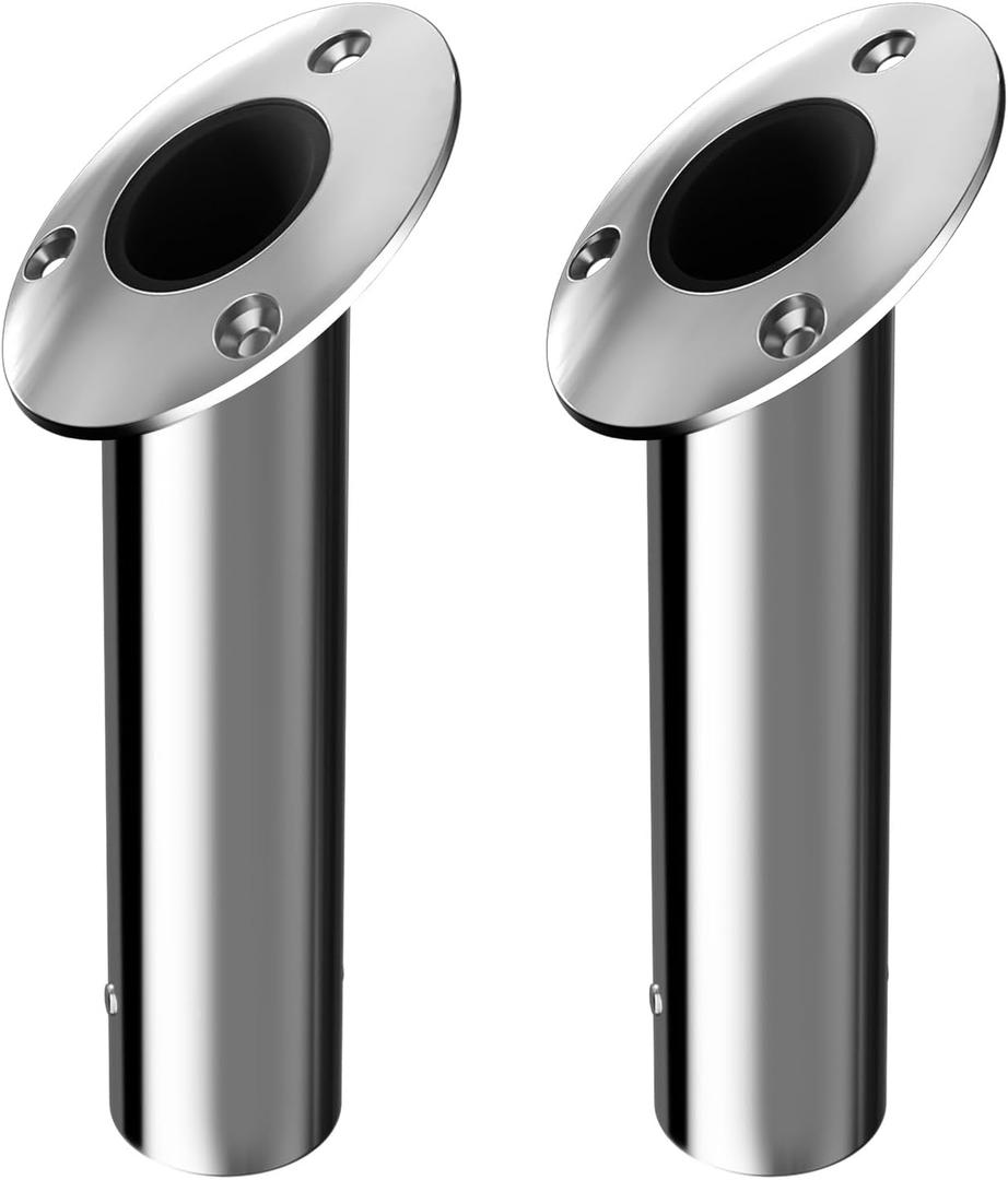 Fishing Rod Holder 2 Pack, 316 Stainless Steel 15/30/90 Degree Rod Holders for Fishing Boat, Flush Mount with Cap, Heavy Duty