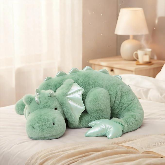Large 36in Cute Dragon Stuffed Animals Plush Toy,Soft Green Pterosaur Plushie Giant Fuzzy Dinosaur Pillow Plushies with Wings Cuddly for Friends Family Member