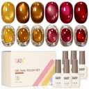 GAOY Glitter Cat Eye Gel Nail Polish Set with Magnet, 6 Colors Gold Red Brown Glitter Gel Holography, Long Lasting for Nail Art at Home & Salon Manicure
