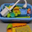 Upgraded Toddler Sand Water Table Toy with Electric Water Pump, Kids Sand Water with Faucet/Play Food Accessories/Fishing Toy, Kitchen Play Sink Toys for Girl Boy Age 3+ (Blue)