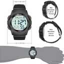 Beeasy Mens Digital Sports Watch, 50M Waterproof 49mm Rubber Strap Mens Watches with Stopwatch, Countdown Timer, Alarm & Dual Time—Ideal for Sport, Gym, Running, Referee, School & Daily Wear