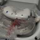 MoreFeel Collapsible Baby Bathtub for Newborn with Thermometer & 1 Hooded Towel & 1 Soft Floating Cushion,Portable Travel Bathtub with Drain Hole, Durable Foldable Baby Tubs for Infants to Toddler (Grey)