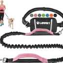 Hands Free Dog Leash Bungee Retractable Dog Running Waist Leash for Running Walking Jogging Training Hiking with Medium to Large Dogs, Adjustable Waist Belt Pouchouch, Reflective Stitches, Dual Handle