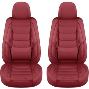 Front Seat Covers for Cars Breathable Leather Seat Covers Waterproof Seat Protectors Universal Fit for Most Automotive Cars SUV Trucks(Red, Front Pair)