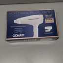 Conair Double Ceramic Travel Dryer with Concentrator & Folding Handle, 1875W Travel Blow Dryer with Smart Voltage Technology, Ionic Conditioning Fights Frizz, 3 Heat & 2 Speed Settings, White