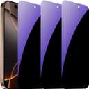 3 PCS Anti-Blue Privacy Tempered Glass for iPhone 16 Pro/iPhone 17 Anti-Spy Screen Protector Anti-Peeping Film 6.3 inch Blue