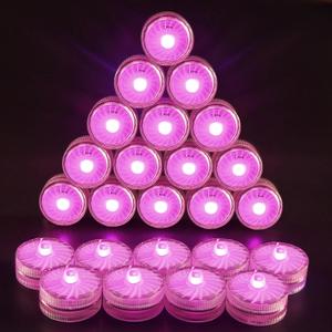 HL Submersible LED Lights,Pink Small LED Light,100 Hours Waterproof Flameless Led Lights Battery Powered for Wedding Home Vase Festival Party Decoration 24pcs(Built-in 48 Batteries)